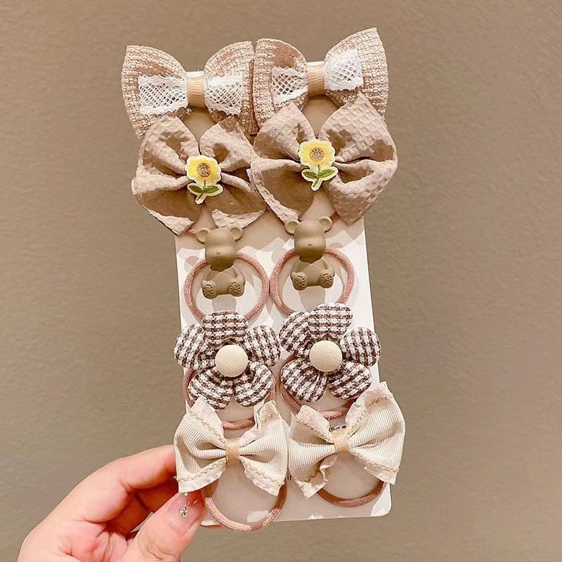 Wholesale Multi Piece Set Autumn and Winter Plush Hair Clip, Children's Coffee Color Cute Forehead Bangs Hair Clip
